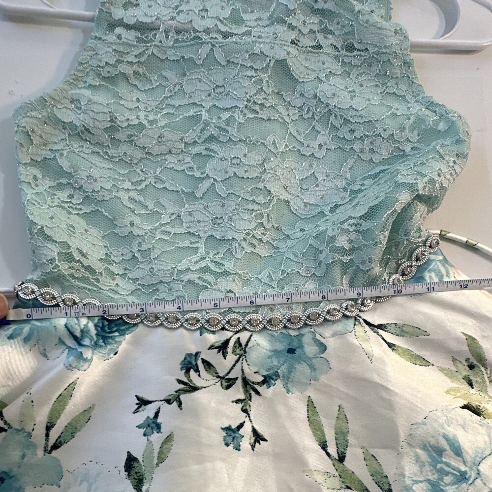Speechless Girls Semi Formal Dress High Low Teal Floral size 12 rhinestone waist